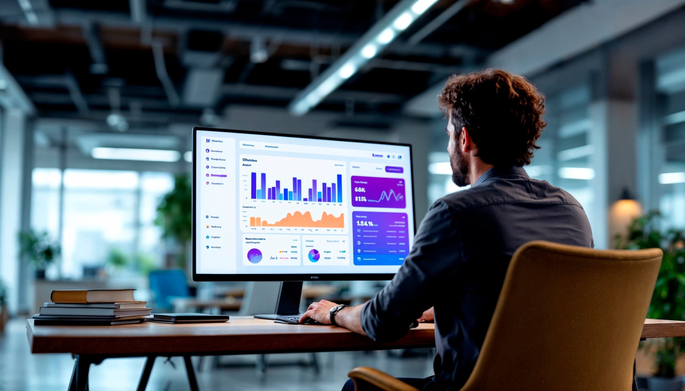Persona analizando datos y gráficos en la pantalla de un ordenador